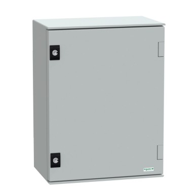NSYPLM43G - Schneider Electric - Seinale paigaldatav polüesterkapp, Thalassa PLM, tavaline uks, 430x330x200mm, IP66, IK10, RAL 7035