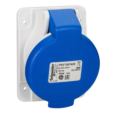 PKF16F424 - Schneider Electric - PratiKa - kaldpistikupesa -16A - 3P+E - 200-250 V AC - IP44 - kruvi - PratiKa - kaldpistikupesa -16A - 3P+E - 200-250 V AC - IP44 - kruvi