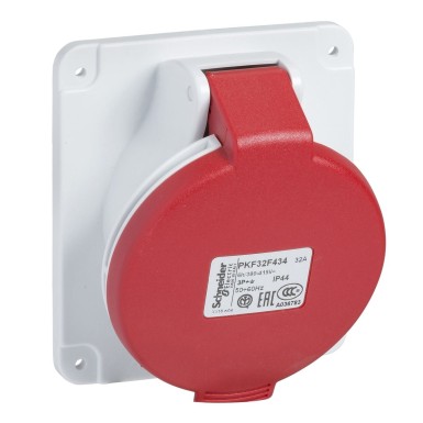 PKF32F434 - Schneider Electric - PratiKa - tööstuslik pistikupesa alus - 32A - IP44 - 380 - 4P - kruvid
