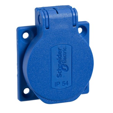 PKN51B - Schneider Electric - PratiKa - pistikupesa NF 50x50mm - 2P+E 10-16 A - IP54 - konn. arr. - sinine