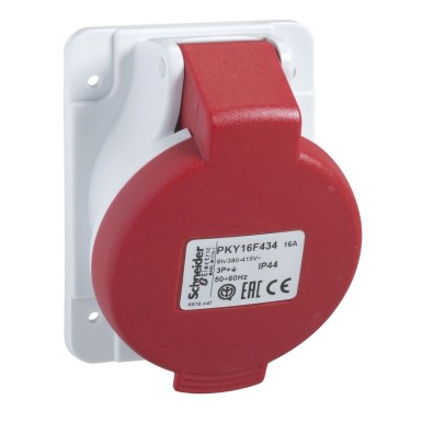 PKY16F434 - Schneider Electric - PratiKa - 16 A nurgapealne tööstuslik pistikupesa - 3P+E - 380-415 V AC - IP44