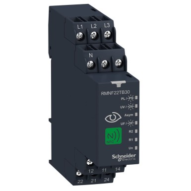 RMNF22TB30 - Schneider Electric - NFC 3-faasiline jälgimisrelee, Harmony, 8A, 2CO, multifunktsionaalne, 208...480V AC