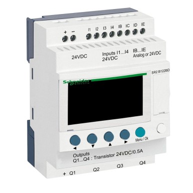 SR2B122BD - Schneider Electric - Zelio Logic - kompaktne nutikas relee - 12 I/O 24Vdc - kell - ekraan