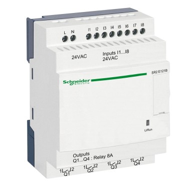 SR2E121B - Schneider Electric - Zelio Logic - kompaktne nutikas relee - 12 I/O 24Vac - kell - ilma ekraanita