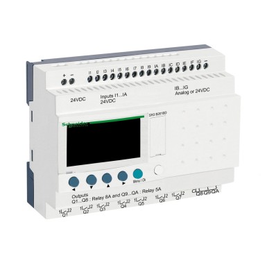 SR3B261BD - Schneider Electric - Zelio Logic - moodul nutikas relee - 26 I/O - 24Vdc - kell - ekraan