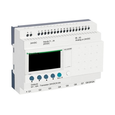 SR3B262BD - Schneider Electric - Zelio Logic - moodul nutikas relee - 26 I/O - 24Vdc - kell - ekraan