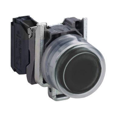 XB4BP21 - Schneider Electric - Surunupp, Harmony XB4, metallist, väljaulatuv, must, 22mm, vedruvedruga, stardiga, märgistamata, 1NO