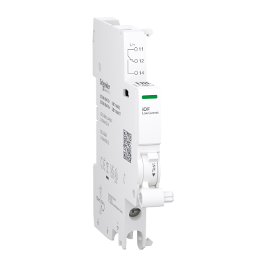 A9A26914 - Auxiliary contact, Acti9 A9A, iOF, 1 C/O, 2mA to 100mA, 24VAC to 250VAC, 24VDC to 220VDC, bottom con - Schneider Electric - Auxiliary contact, Acti9 A9A, iOF, 1 C/O, 2mA to 100mA, 24VAC to 250VAC, 24VDC to 220VDC, bottom con - Schneider Electric - 0