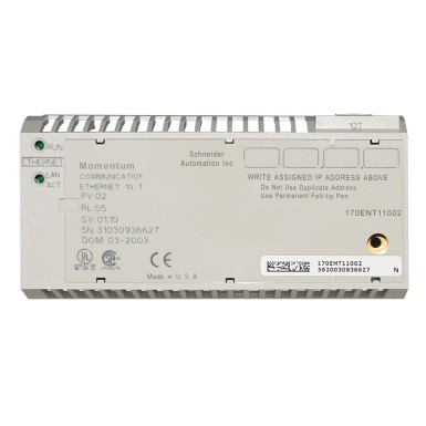 170ENT11001 - Modicon Momentum Ethernet sideadapter 10/100 Mbit/s - Schneider Electric - Modicon Momentum Ethernet sideadapter 10/100 Mbit/s - Schneider Electric - 0