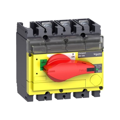 31186 - Lülituskatkesti, Compact INV250, nähtav katkestus, 250 A, punase pöördkäepidemega ja kollase esiosaga, - Schneider Electric - Lülituskatkesti, Compact INV250, nähtav katkestus, 250 A, punase pöördkäepidemega ja kollase esiosaga, - Schneider Electric - 0