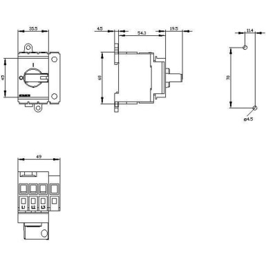 3LD3030-0TL11 - Lüliti-disainer 3LD3, Iu 16 A Üldlüliti 3-pooluseline + N nimitoitevõimsus AC-23 A 400V 7,5kW jaoks Paigaldamine jaotuskilpidesse, põhilüliti valimisnupuga musta värvi - Siemens - Lüliti-disainer 3LD3, Iu 16 A Üldlüliti 3-pooluseline + N nimitoitevõimsus AC-23 A 400V 7,5kW jaoks Paigaldamine jaotuskilpidesse, põhilüliti valimisnupuga musta värvi - Siemens - 1