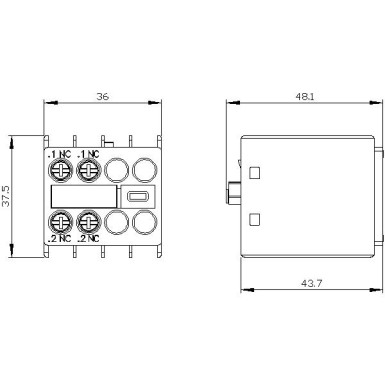 3RH2911-1HA02 - Eespool asuv abilüliti, 2 NC vooluühendus 1 NC, 1 NC 3RH ja 3RT kruviklemmile .1/.2, .1/... - Siemens - Eespool asuv abilüliti, 2 NC vooluühendus 1 NC, 1 NC 3RH ja 3RT kruviklemmile .1/.2, .1/... - Siemens - 3