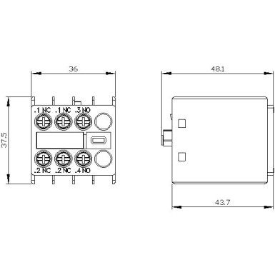 3RH2911-1HA12 - Eespool asuv abilüliti, 1 NO + 2 NC vooluühendus 1 NC, 1 NC, 1 NO 3RH ja 3RT kruviterminaali jaoks. - Siemens - Eespool asuv abilüliti, 1 NO + 2 NC vooluühendus 1 NC, 1 NC, 1 NO 3RH ja 3RT kruviterminaali jaoks. - Siemens - 5