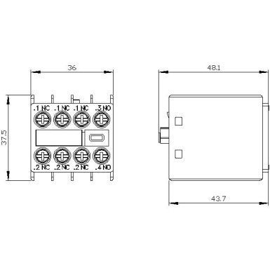 3RH2911-1HA13 - Eespool asuv lisalüliti, 1 NO + 3 NC vooluühendus 1 NC, 1 NC, 1 NC, 1 NO 3RH ja 3RT kruvi jaoks. - Siemens - Eespool asuv lisalüliti, 1 NO + 3 NC vooluühendus 1 NC, 1 NC, 1 NC, 1 NO 3RH ja 3RT kruvi jaoks. - Siemens - 1