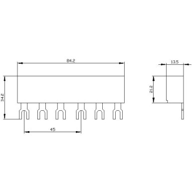 3RV1915-1AB - 3-faasilised elektrisiinid Modulaarne vahekaugus 45 mm 2 lüliti jaoks Kahvlikujulised ühendused - Siemens - 3-faasilised elektrisiinid Modulaarne vahekaugus 45 mm 2 lüliti jaoks Kahvlikujulised ühendused - Siemens - 2