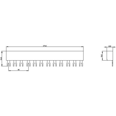 3RV1915-1CB - 3-faasilised ühendussiinid Mooduliline vahekaugus 45 mm 4 lülitile Kahvlikujulised ühendused - Siemens - 3-faasilised ühendussiinid Mooduliline vahekaugus 45 mm 4 lülitile Kahvlikujulised ühendused - Siemens - 1