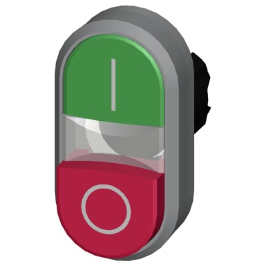 3SU1031-3BB42-0AK0 - Valgustatud kaksiknupp, 22 mm, ümmargune, plastist, metallist esirõngaga, roheline: I, punane: O, surunupp - Siemens - Valgustatud kaksiknupp, 22 mm, ümmargune, plastist, metallist esirõngaga, roheline: I, punane: O, surunupp - Siemens - 2