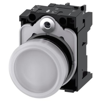 3SU1102-6AA60-1AA0 - Kontrolltuled, 22 mm, ümmargune, plastik, valge, lääts, sile, koos hoidjaga, LED-moodul, koos integratiivse - Siemens - Kontrolltuled, 22 mm, ümmargune, plastik, valge, lääts, sile, koos hoidjaga, LED-moodul, koos integratiivse - Siemens - 2