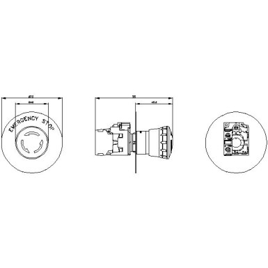 3SU1150-1HB20-1CG0 - EMERGENCY STOP seenenupp, 22 mm, ümmargune, metallist, läikiv, punane, 40 mm, positiivse lukustusega, acc. - Siemens - EMERGENCY STOP seenenupp, 22 mm, ümmargune, metallist, läikiv, punane, 40 mm, positiivse lukustusega, acc. - Siemens - 2