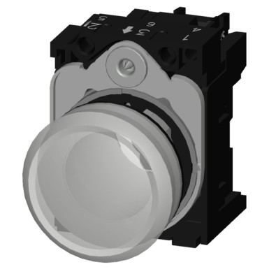 3SU1152-6AA60-1AA0 - Kontrolltuled, 22 mm, ümmargune, metall, läikiv, valge, läätsed, sile, koos hoidjaga, LED-moodul koos inte - Siemens - Kontrolltuled, 22 mm, ümmargune, metall, läikiv, valge, läätsed, sile, koos hoidjaga, LED-moodul koos inte - Siemens - 0