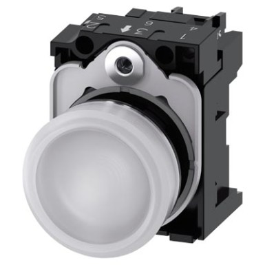 3SU1152-6AA60-1AA0 - Kontrolltuled, 22 mm, ümmargune, metall, läikiv, valge, läätsed, sile, koos hoidjaga, LED-moodul koos inte - Siemens - Kontrolltuled, 22 mm, ümmargune, metall, läikiv, valge, läätsed, sile, koos hoidjaga, LED-moodul koos inte - Siemens - 2