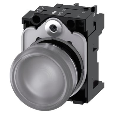 3SU1152-6AA70-1AA0 - Kontrolltuled, 22 mm, ümmargune, metall, läikiv, läbipaistev, läätsed, sile, koos hoidjaga, LED-moodul koos inte - Siemens - Kontrolltuled, 22 mm, ümmargune, metall, läikiv, läbipaistev, läätsed, sile, koos hoidjaga, LED-moodul koos inte - Siemens - 4