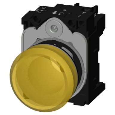 3SU1156-6AA30-1AA0 - Indikaatorituled, 22 mm, ümmargune, metall, läikiv, kollane, lääts, sile, koos hoidjaga, LED-moodul koos int - Siemens - Indikaatorituled, 22 mm, ümmargune, metall, läikiv, kollane, lääts, sile, koos hoidjaga, LED-moodul koos int - Siemens - 4