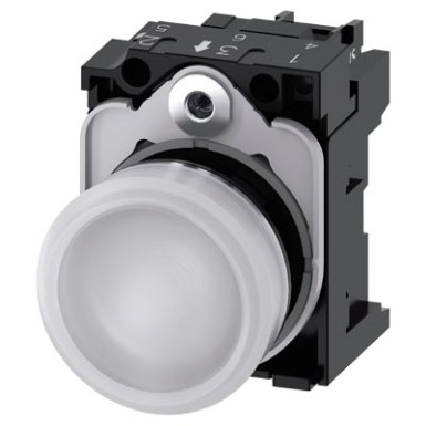 3SU1156-6AA60-1AA0 - Kontrolltuled, 22 mm, ümmargune, metall, läikiv, valge, läätsed, sile, koos hoidjaga, LED-moodul koos inte - Siemens - Kontrolltuled, 22 mm, ümmargune, metall, läikiv, valge, läätsed, sile, koos hoidjaga, LED-moodul koos inte - Siemens - 0