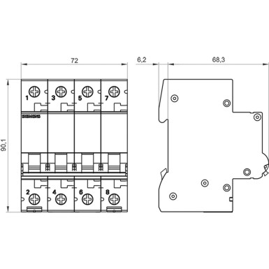 5SL6401-7 - Minikaitselüliti 400 V 6kA, 4-pooluseline, C, 1 A - Siemens - Minikaitselüliti 400 V 6kA, 4-pooluseline, C, 1 A - Siemens - 1