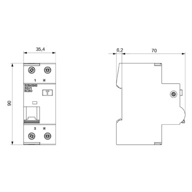 5SU1354-1KK06 - RCBO, 10 kA, 1P+N, tüüp AC, 30 mA, C-kar, In: 6 A, Un AC: 230 V - Siemens - RCBO, 10 kA, 1P+N, tüüp AC, 30 mA, C-kar, In: 6 A, Un AC: 230 V - Siemens - 1