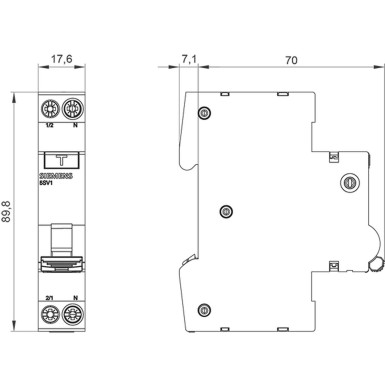 5SV1316-6KK06 - RCBO kompakt 1P+N 6 kA tüüp A 30 mA B6 - Siemens - RCBO kompakt 1P+N 6 kA tüüp A 30 mA B6 - Siemens - 1