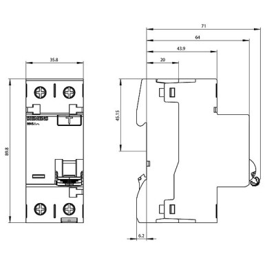 5SV3111-6 - Diferentsiaallüliti, 2-pooluseline, tüüp A, In: 16 A, 10 mA, Un AC: 230 V - Siemens - Diferentsiaallüliti, 2-pooluseline, tüüp A, In: 16 A, 10 mA, Un AC: 230 V - Siemens - 1