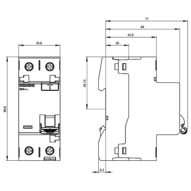 5SV3311-6 - Diferentsiaallüliti, 2-pooluseline, tüüp A, In: 16 A, 30 mA, Un AC: 230 V - Siemens - Diferentsiaallüliti, 2-pooluseline, tüüp A, In: 16 A, 30 mA, Un AC: 230 V - Siemens - 1