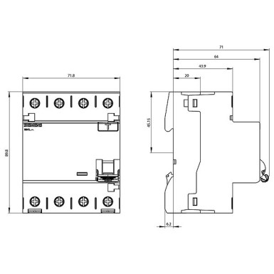 5SV3342-6 - Diferentsiaallüliti, 4-pooluseline, tüüp A, sisend: 25 A, 30 mA, vahelduvvool: 400 V. - Siemens - Diferentsiaallüliti, 4-pooluseline, tüüp A, sisend: 25 A, 30 mA, vahelduvvool: 400 V. - Siemens - 1