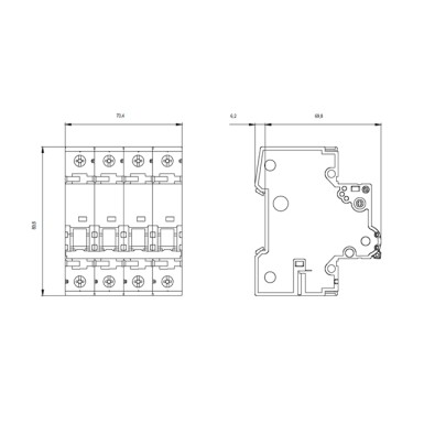 5SY6401-7 - Minikaitselüliti 400 V 6kA, 4-pooluseline, C, 1A, D=70 mm - Siemens - Minikaitselüliti 400 V 6kA, 4-pooluseline, C, 1A, D=70 mm - Siemens - 1