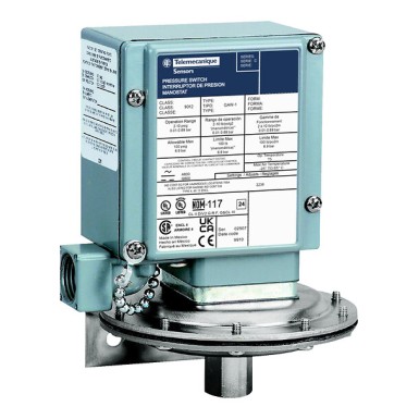 9012GAW1G21 - Telemecanique - Pressure switch 9012G, adjustable scale, 2 thresholds, 0.2 to 10 PSIG