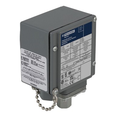 9012GAWM4 - Telemecanique - Pressure switch 9012G, adjustable scale, 2 thresholds, 1.5 to 75 PSIG