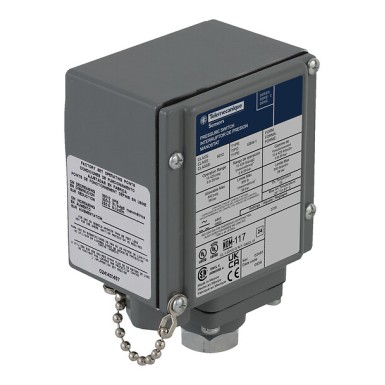 9012GEW2 - Telemecanique - Pressure switch 9012G, fixed scale, 1 threshold, 20 to 675 PSIG