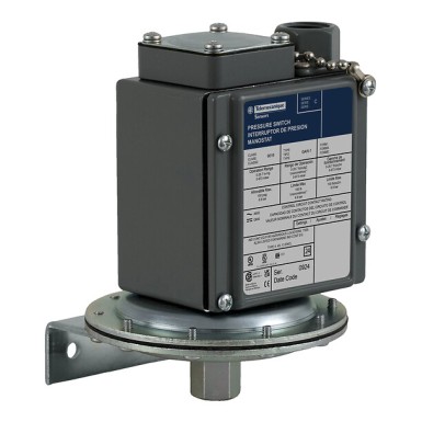 9016GAW1 - Electromechanical vacuum switch, 9016G - Telemecanique - Electromechanical vacuum switch, 9016G, adjustable scale, 2 thresholds, Set 0 to 28.3 InHg - Telemecanique - 0