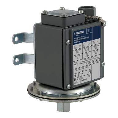 9016GAW1F - Electromechanical vacuum switch, 9016G - Telemecanique - Electromechanical vacuum switch, 9016G, 9016 g, adjustable scale, 2 thresholds, Set 0 to 28.7 InHg - Telemecanique - 0