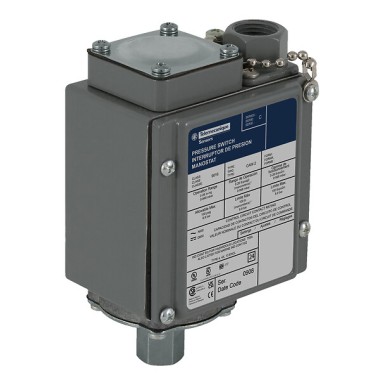 9016GAW2 - Electromechanical vacuum switch, 9016G - Telemecanique - Electromechanical vacuum switch, 9016G, adjustable scale, 2 thresholds, Set 0 to 25 InHg - Telemecanique - 0