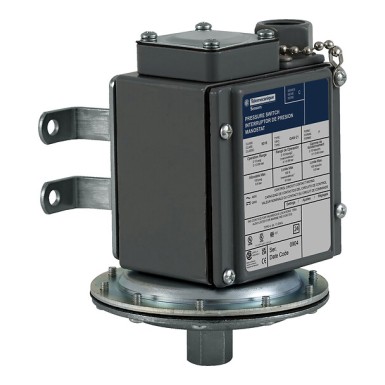9016GAW21F - Electromechanical vacuum switch, 9016G - Telemecanique - Electromechanical vacuum switch, 9016G, adjustable scale, 2 thresholds, Set 0 to 23.8 InHg - Telemecanique - 0