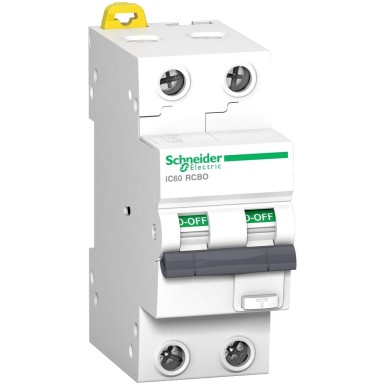 A9D07210 - Ülevoolukaitsega jääkvoolukaitselüliti (RCBO), Acti9 iC60, 2P, 16A, C-kõver, 10000A/15kA, AC-tüüp, 30mA - Schneider Electric - Ülevoolukaitsega jääkvoolukaitselüliti (RCBO), Acti9 iC60, 2P, 16A, C-kõver, 10000A/15kA, AC-tüüp, 30mA - Schneider Electric - 0