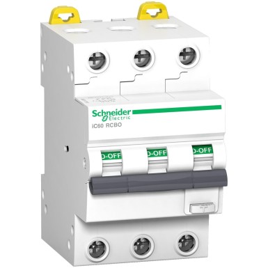 A9D17310 - Ülevoolukaitsega jääkvoolukaitselüliti (RCBO), Acti9 iC60, 3P, 10A, C-kõver, 10000A/15kA, A-tüüp, 30mA - Schneider Electric - Ülevoolukaitsega jääkvoolukaitselüliti (RCBO), Acti9 iC60, 3P, 10A, C-kõver, 10000A/15kA, A-tüüp, 30mA - Schneider Electric - 0