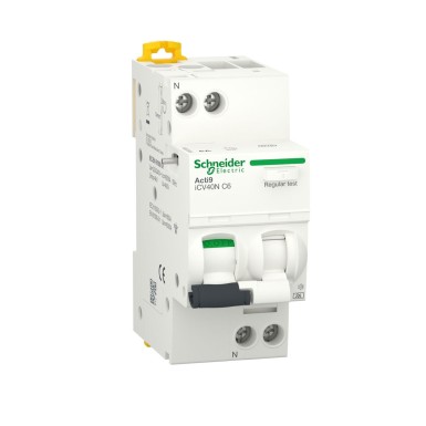 A9DK1610 - Residual current breaker with overcurrent protection (RCBO), Acti9 iCV40N, 1P+N, 10A, C curve, 6000A, AC type, 30mA - Schneider Electric - Residual current breaker with overcurrent protection (RCBO), Acti9 iCV40N, 1P+N, 10A, C curve, 6000A, AC type, 30mA - Schneider Electric - 0