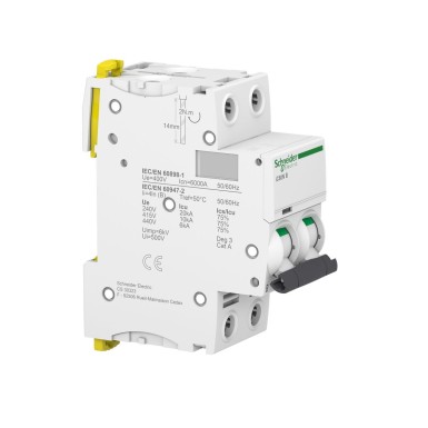 A9F43225 - Miniature circuit breaker (MCB), Acti9 iC60N, 2P, 25A, B curve, 6000A (IEC/EN 60898-1), 10kA (IEC/EN 60947-2) - Schneider Electric - Miniature circuit breaker (MCB), Acti9 iC60N, 2P, 25A, B curve, 6000A (IEC/EN 60898-1), 10kA (IEC/EN 60947-2) - Schneider Electric - 1