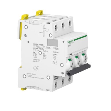 A9F73306 - Minikaitselüliti (MCB), Acti9 iC60N, 3P, 6A, B-kõver, 6000A (IEC/EN 60898-1), 10kA (IEC/EN 60947-2) - Schneider Electric - Minikaitselüliti (MCB), Acti9 iC60N, 3P, 6A, B-kõver, 6000A (IEC/EN 60898-1), 10kA (IEC/EN 60947-2) - Schneider Electric - 3