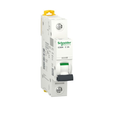 A9F74103 - Minikaitselüliti (MCB), Acti9 iC60N, 1P, 3A, C-kõver, 6000A (IEC/EN 60898-1), 50kA (IEC/EN 60947-2). - Schneider Electric - Minikaitselüliti (MCB), Acti9 iC60N, 1P, 3A, C-kõver, 6000A (IEC/EN 60898-1), 50kA (IEC/EN 60947-2). - Schneider Electric - 0