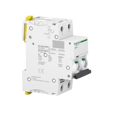 A9F75206 - Minikaitselüliti (MCB), Acti9 iC60N, 2P, 6A, D-kõver, 6000A (IEC/EN 60898-1), 10kA (IEC/EN 60947-2) - Schneider Electric - Minikaitselüliti (MCB), Acti9 iC60N, 2P, 6A, D-kõver, 6000A (IEC/EN 60898-1), 10kA (IEC/EN 60947-2) - Schneider Electric - 1