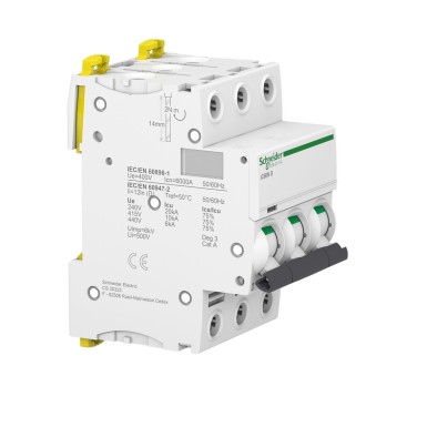 A9F75306 - Minikaitselüliti (MCB), Acti9 iC60N, 3P, 6A, D-kõver, 6000A (IEC/EN 60898-1), 10kA (IEC/EN 60947-2) - Schneider Electric - Minikaitselüliti (MCB), Acti9 iC60N, 3P, 6A, D-kõver, 6000A (IEC/EN 60898-1), 10kA (IEC/EN 60947-2) - Schneider Electric - 1